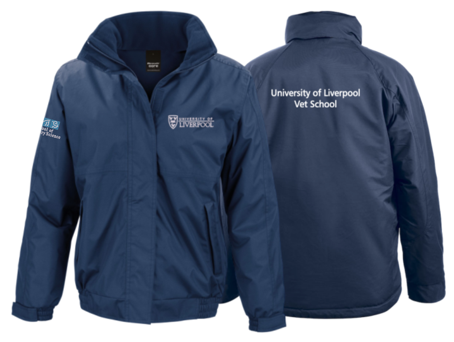 Ladies fitted Waterproof 2000mm. Windproof, Fleece Lined  Jacket embroidered logo left breast, sleeve and print to back