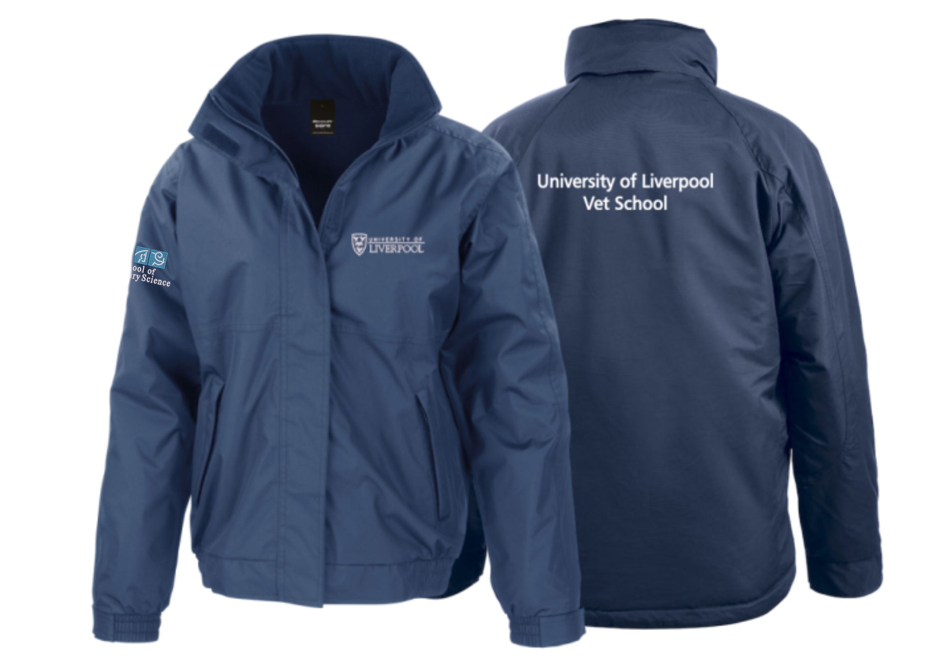 Waterproof 2000mm. Windproof, Fleece Lined  Jacket embroidered logo left breast, sleeve and print to back