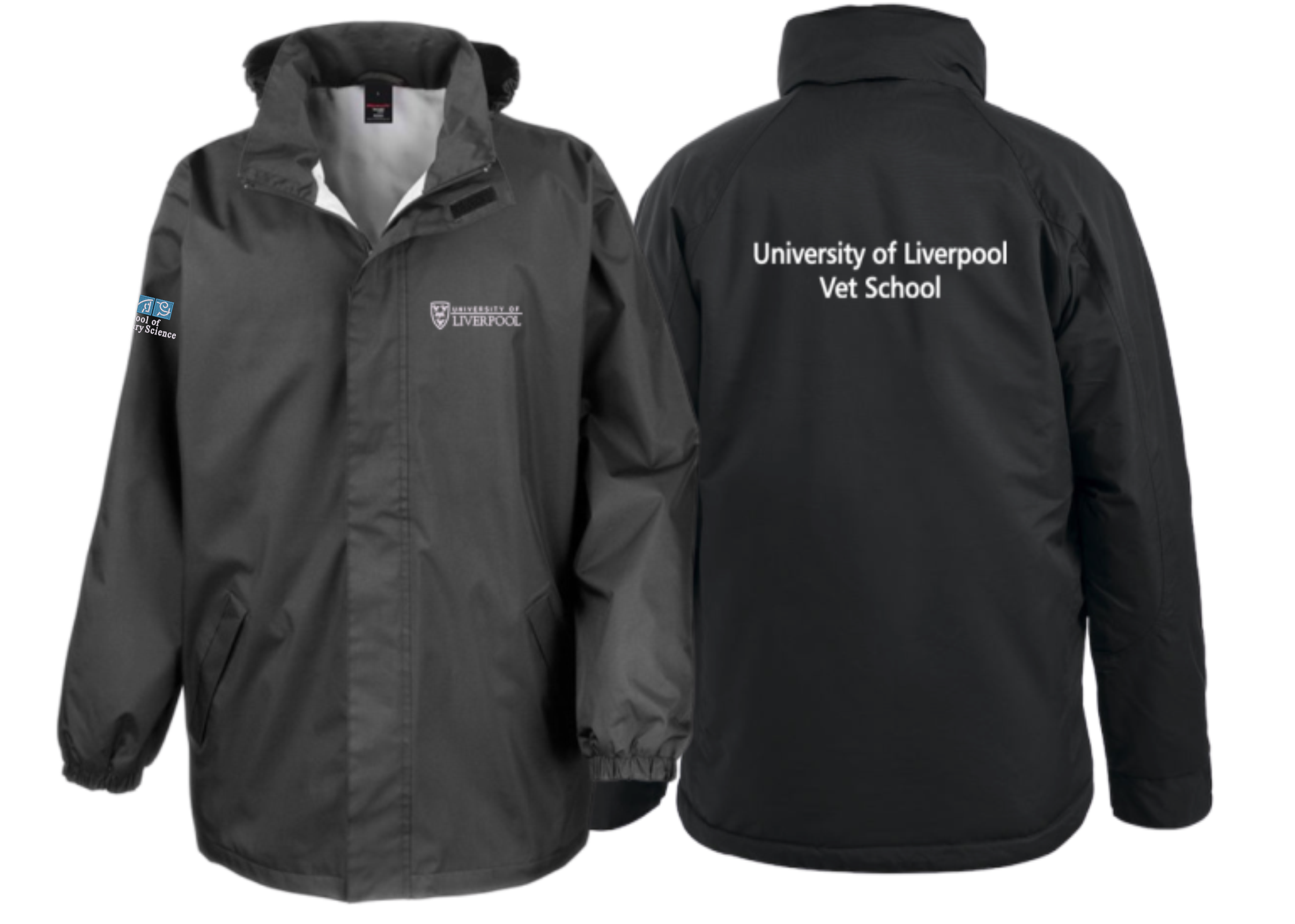 Waterproof 2000mm. Windproof. Midweight Jacket embroidered logo left breast, sleeve and print to back