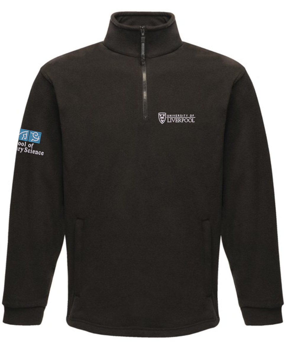 Zip Neck Polar Fleece jacket with logos embroidered to breast and sleeve.