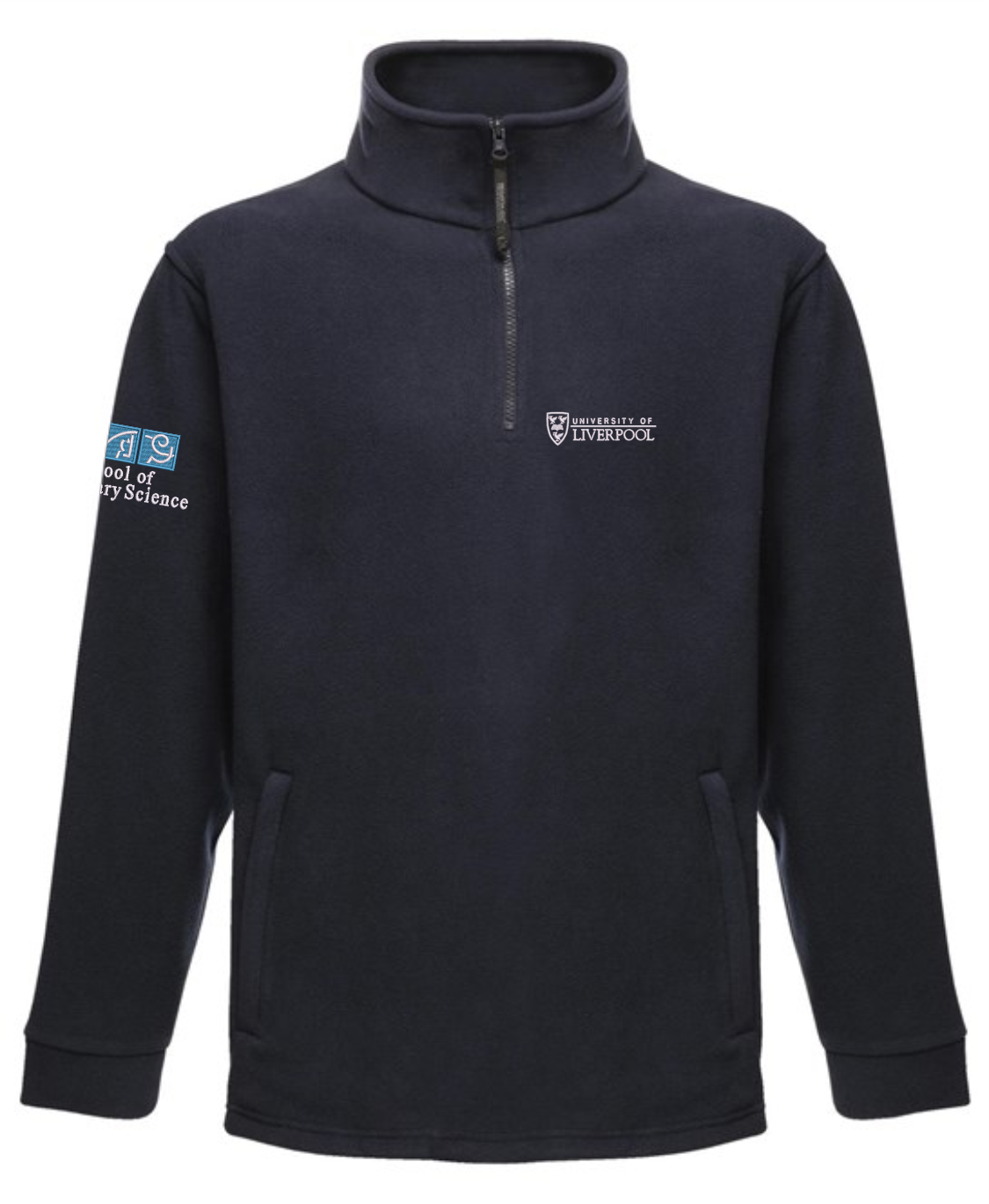 Zip Neck Polar Fleece jacket with logos embroidered to breast and sleeve.